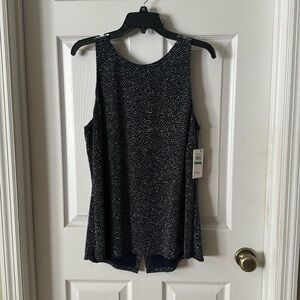 NWT CHAUS New York navy blue with silver sparkles top